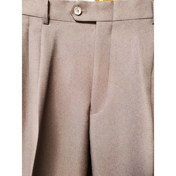 Tony Blake Men's Brown Solid 100% Polyester Straight Leg Dress Pants Size 38R